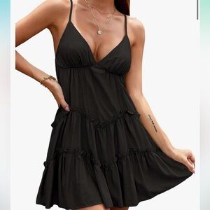 Amazon Black Spaghetti-Strap Mini Dress